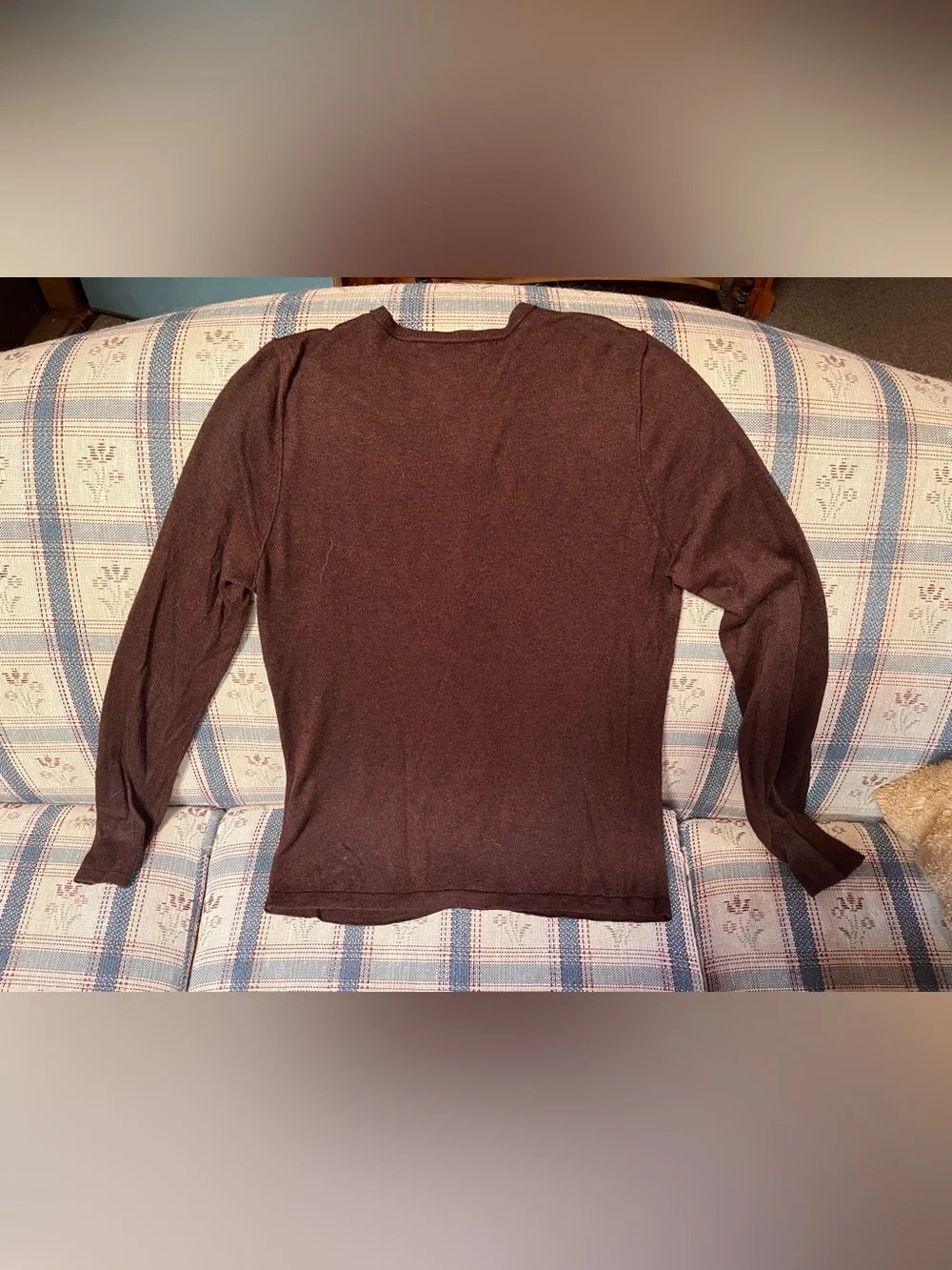 Women's August Silk chocolate brown button up sweater cardigan, Size L - Picture 2 of 4
